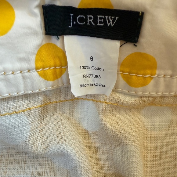 J Crew Yellow Polka Dot wrap style skirt, side pockets, cotton, sz 6, never worn - Picture 9 of 10